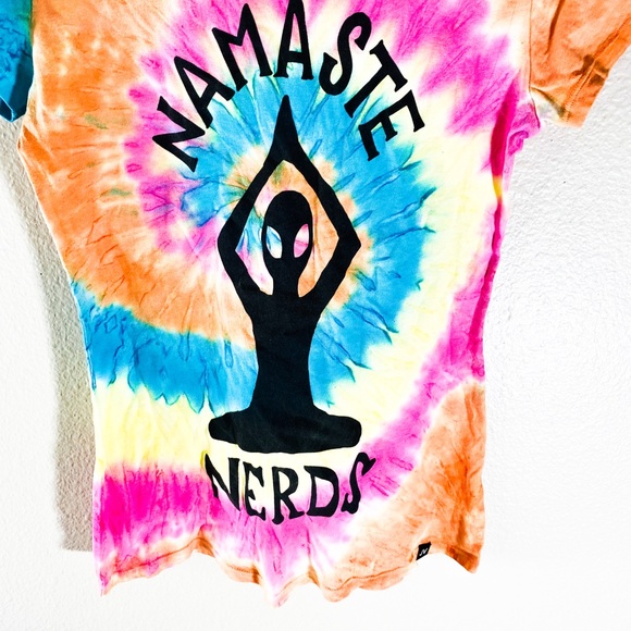 Namaste Nerds tie dyed vneck tshirt - Picture 2 of 5
